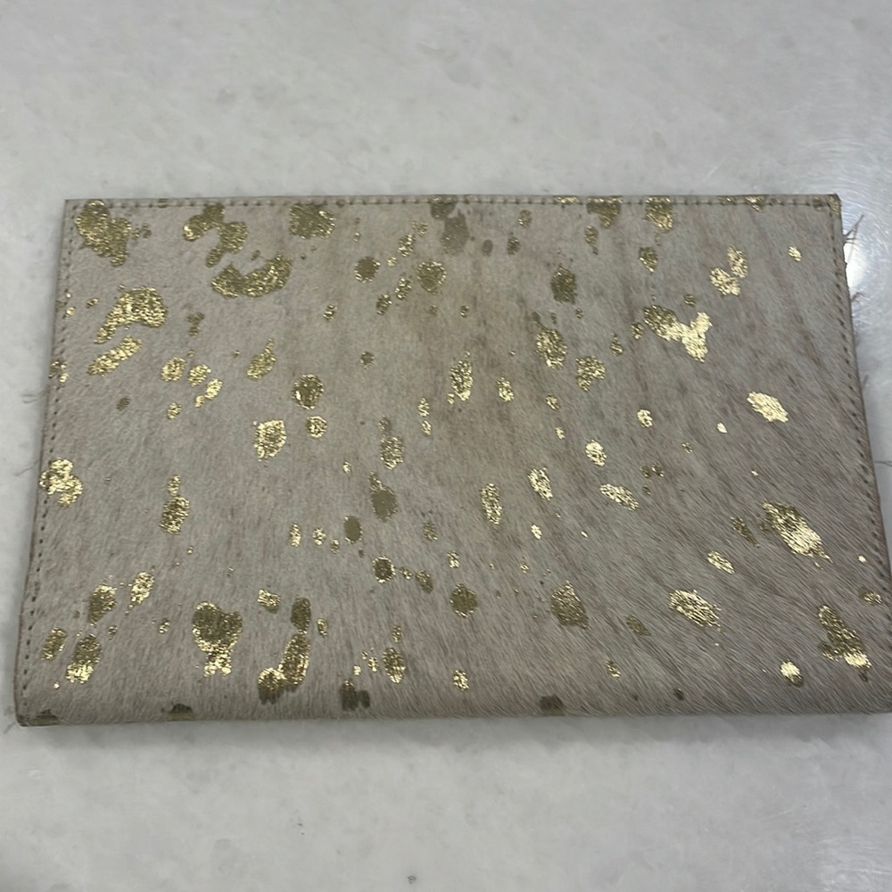 Metallic cowhide billfold - clutch